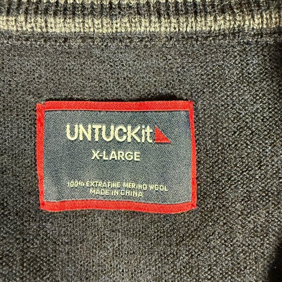 UNTUCKit Sweater Men Size XL Blue 1/4 Zip Mock Neck 100% Merino Wool Belguardo - Picture 3 of 9